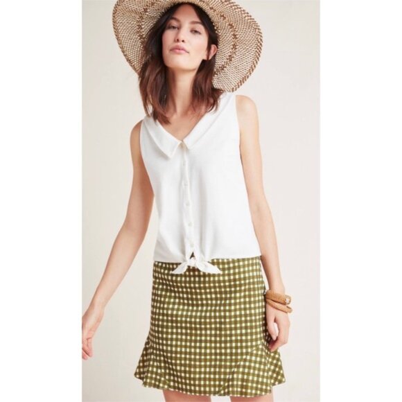 Anthropologie Biloxi Peter Pan Collar Tie up Top XS - Picture 1 of 15
